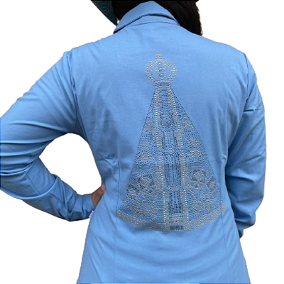 Camisete Ml Fem Apache Strass Azul Bebe - Mod. Nsa. Aparecida