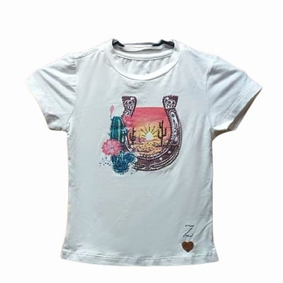 T-shirt Zoe Horse Infantil Creme Ferradura