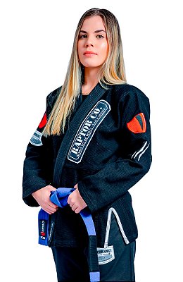 Kimono Jiu Jitsu Feminino 100% Algodão Trançado Preto | Raptor Born