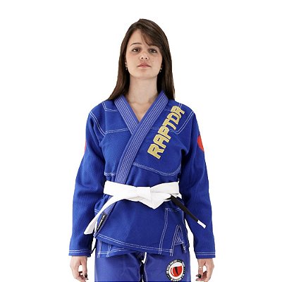 Kimono Jiu Jitsu Feminino 100% Algodão Trançado Azul Royal | Raptor Lince