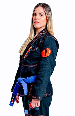 Kimono Jiu Jitsu Feminino 100% Algodão Trançado Preto | Raptor Edição Limitada Anime