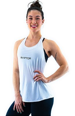Camiseta Regata Fitness Feminina Branca Raptor | Basic