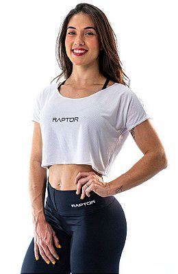 Cropped Fitness Feminino Branco Raptor | Basic