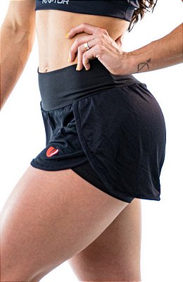 Shorts Duplo Feminino Preto Raptor | Running