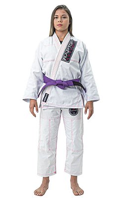 Kimono Jiu Jitsu Feminino 100% Algodão Trançado Branco Raptor Co | Artemis