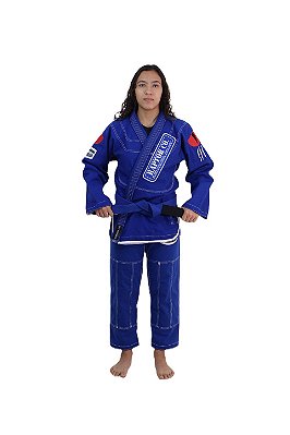 Kimono Jiu Jitsu Feminino 100% Algodão Trançado Azul Royal | Raptor Born PRO