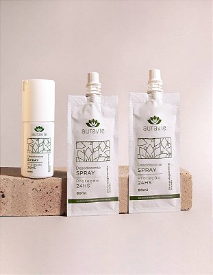 KIT DE DESODORANTE NATURAL 1 SPRAY + 2 REFIS ( 3un)