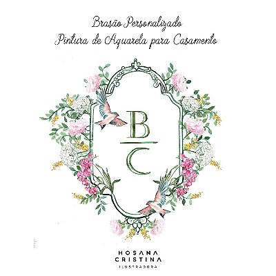 Brasão de casamento estilo aquarela