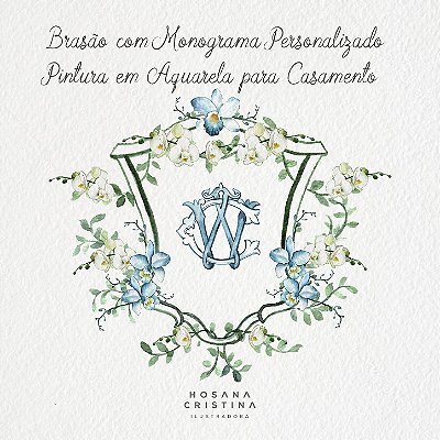 Brasão de Casamento Estilo Pintura em Aquarela