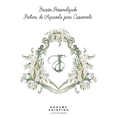 Brasão de casamento estilo aquarela