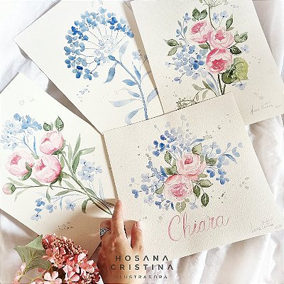 Quatro Porta Maternidade Aquarela Florais