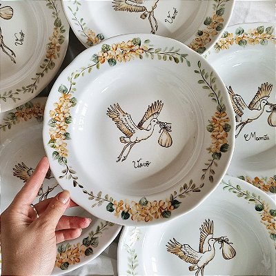 Aparelho de Ptatos de Sobremesa em Porcelana Legítima é 100% Pintado à Mão