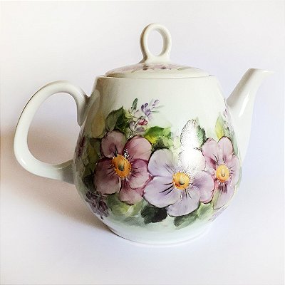 Bule em Porcelana Legítima é 100% Pintado à Mão - Flores