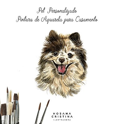Pintura em Aquarela Retrato Pet para Casamento