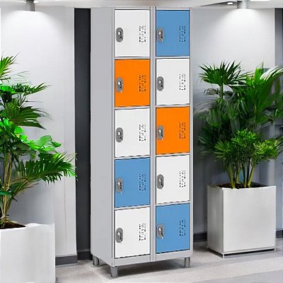 Roupeiro de Aço para Vestiário 10 Portas Pequenas W3