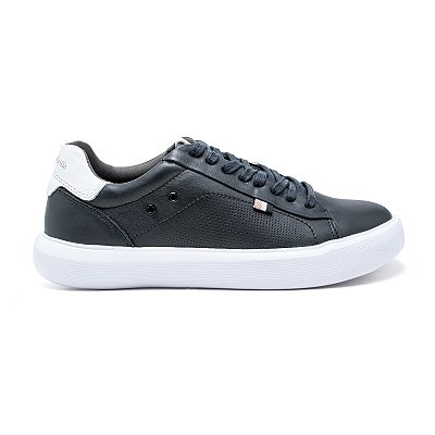 Tênis Masculino Casual Eduardo Couro Preto