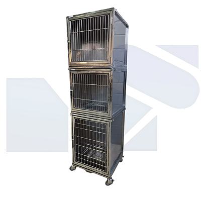 Canil inox para 3 animais vertical