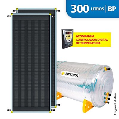 Aquecedor Solar Soletrol Digital 300 Litros com 2 Coletores Solares de 2,0m² - BP