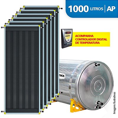 Aquecedor Solar Soletrol 1000 Litros Digital com 6 Coletores Solares de 2.0m² - Alta Pressão