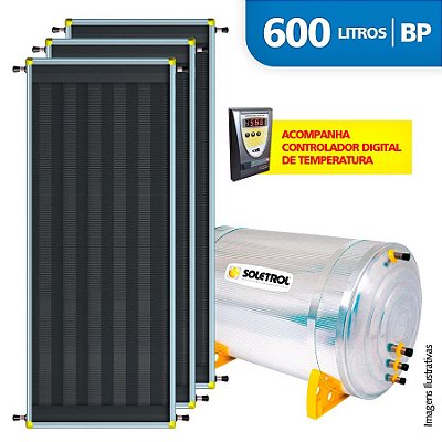 Aquecedor Solar Soletrol 600 Litros Digital com 3 Coletores Solares de 2.0m² - Baixa Pressão