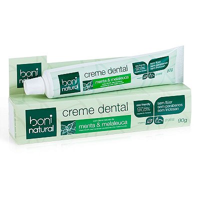 Creme Dental Vegano Pasta Dental Boni Com Óleo De Menta E Melaleuca Boni Natural 90 g