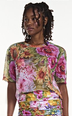 Camiseta Alicia Jardim Aquarela