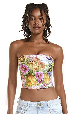 Blusa Corset Luisa Jardim Aquarela