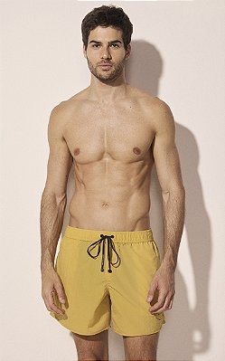 Short Praia Cós De Elástico Ticciano Amarelo