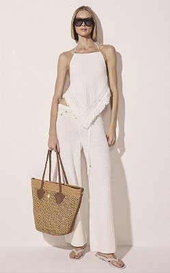 Calça Reta Com Aviamento Tulum Off White