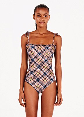 Maiô Julian Babado Tartan Nude