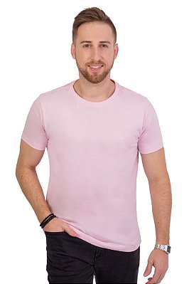 Camiseta Básica Algodão Premium - Rosa Claro