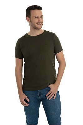Camiseta Básica Algodão Premium - Verde Militar