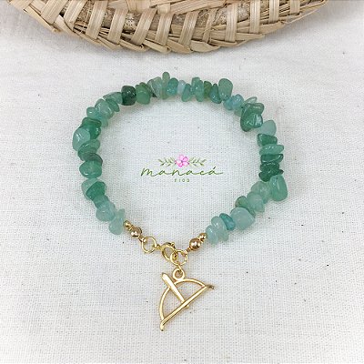 Pulseira de Oxóssi Cascalho Natural Quartzo Verde Umbanda