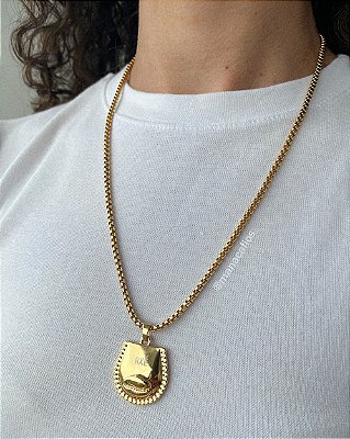 Coleção Colar Veneziano Patuá dos Orixás, com Banho Dourado - 50cm