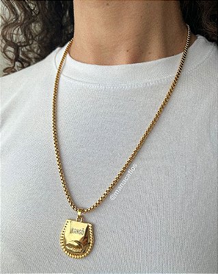 Colar Veneziano Patuá Xangô - Dourado, Justiça e Sabedoria - 50cm