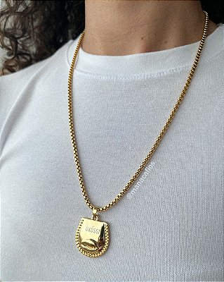 Colar Veneziano Patuá Oxóssi - Dourado, Fartura e Conhecimento - 50cm