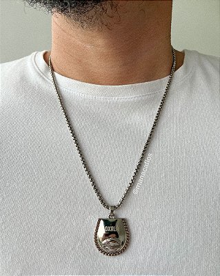 Colar Veneziano Patuá Oxalá - Prateado, Paz, Sabedoria e Criação - 50cm