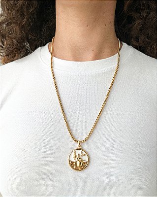 Colar Veneziano Medalha Oxalá - Paz, Sabedoria e Criação - Prata ou Dourado