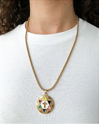Colar Veneziano 7 Linhas - Lei e Força dos Orixás - Dourado - 50cm