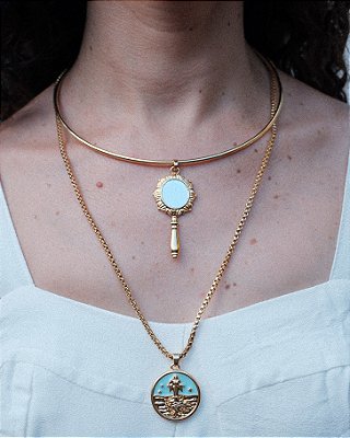 Kit Dia de Iemanjá Dourado – Choker Espelho e Colar Veneziano | 02/02
