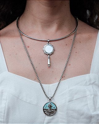 Kit Dia de Iemanjá Prata – Choker Espelho e Colar Veneziano | 02/02