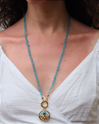 Colar Orí de Iemanjá – Cristais de Vidro e Pingente Resinado