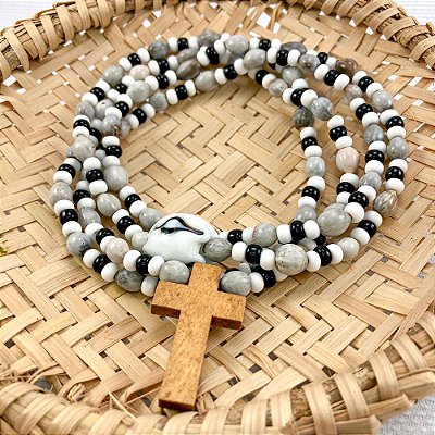 Guia de Pretos Velhos: Colar de Contas com Lágrimas de Nossa Senhora Preto Velho