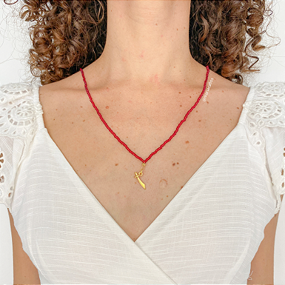 Escapulário de Iansã Umbanda Miçanga de Vidro Jablonex