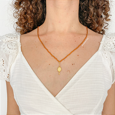 Escapulário de Oxum em Miçanga de Vidro Jablonex