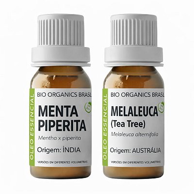 Kit Óleo Essencial Menta piperita 10ml + Óleo Essencial Melaleuca 10ml