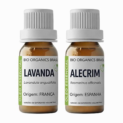Kit Óleo Essencial Lavanda 10ml + Óleo Essencial Alecrim 10ml