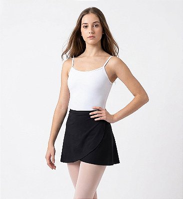 Saia de Ballet Adulto com Cós | Preta | Transpassada sem Amarração