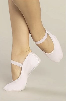 Sapatilha de Ballet em Lona (Tecido) Rosa e Preta Sola Dividida - Evidence