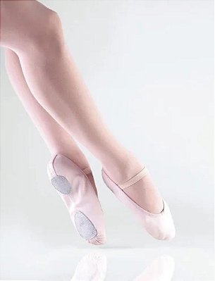 Sapatilha de Ballet em Lona (Tecido) Rosa e Preta Sola Dividida - Evidence